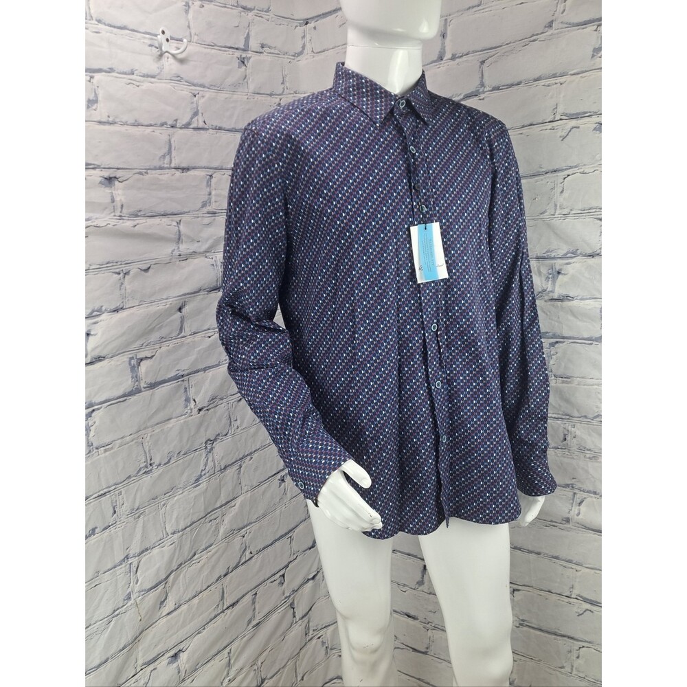 NWT Robert Graham Men's Tailored Fit Dress Shirt Party Colorful Retro Pattern XL